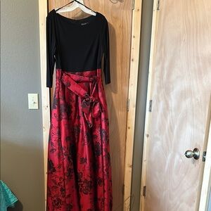 Elegant Black and Red Floral Dress